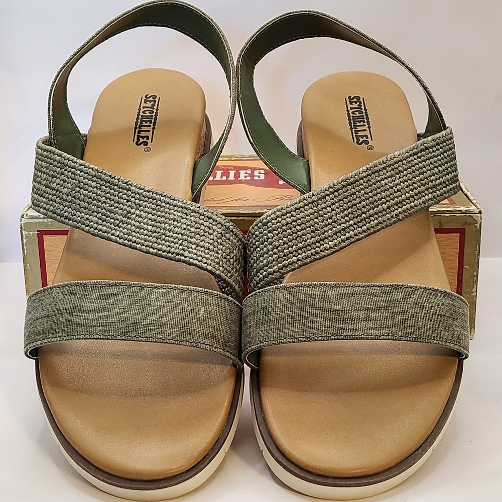 Seychelles Olive Crossband Slingback Sandals